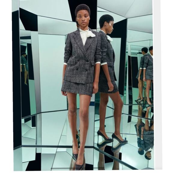 THEORY Wool Double Breasted Jacket Piazza Noelle Tweed Coat Gray Black Creative - Picture 15 of 15